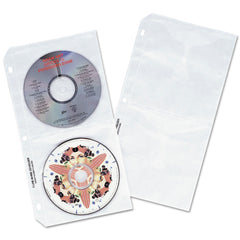 C-Line 4-Disc Capacity Deluxe CD Ring Binder Storage Pages - Clear/White (10/Pack)