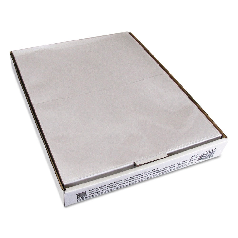 C-Line Super Heavy-Duty Top Load 9 in. x 12 in. Insert Self-Adhesive Poly Shop Ticket Holders - Clear Front (50/Box)