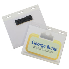 C-Line 3 in. x 4 in. Self-Laminating Magnetic Style Name Badge Holder Kit - Clear (20/Box)