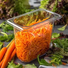 Carlisle 3068807 4.25 in. x 6.93 in. x 6 in. 1.4 qt. StorPlus Polycarbonate Food Pan - Clear