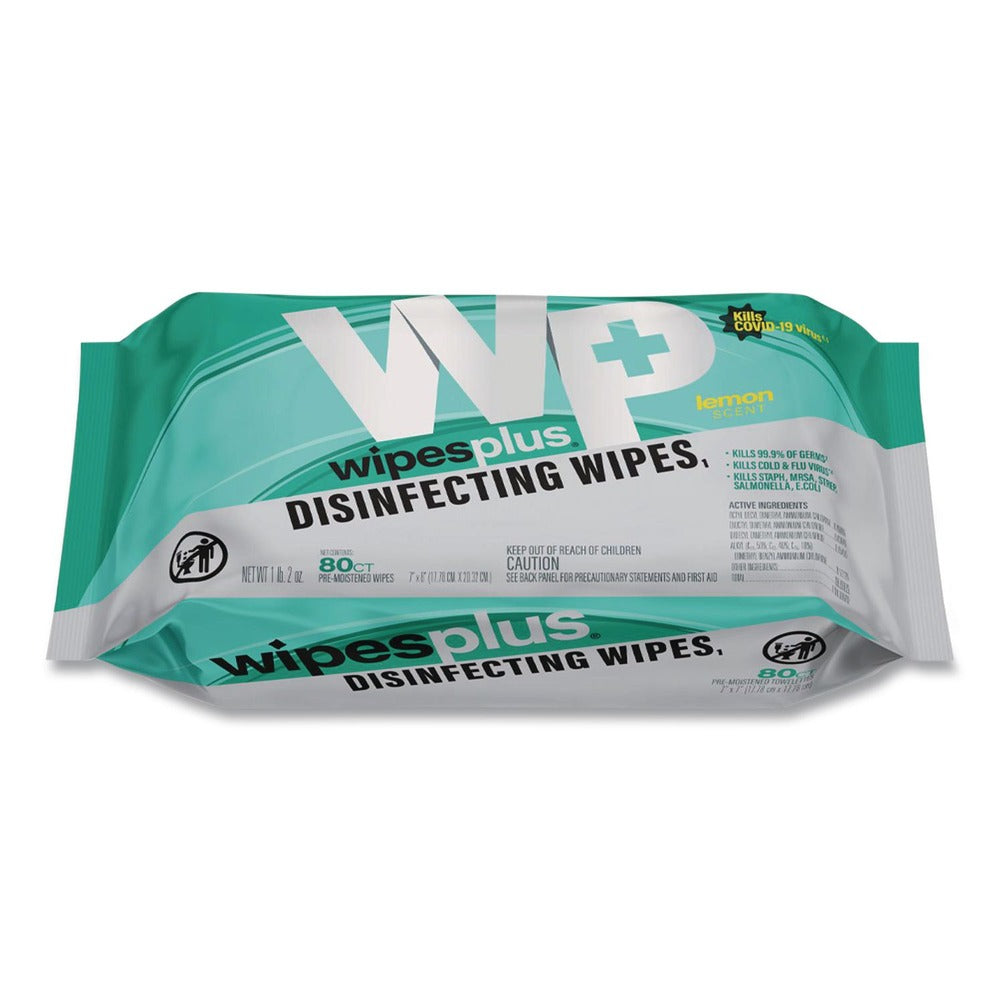 Carlisle WipesPlus 7 in. x 8 in. 1-Ply Disinfecting Surface Wipes - Lemon/White (12/Carton)