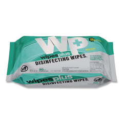 Carlisle WipesPlus 7 in. x 8 in. 1-Ply Disinfecting Surface Wipes - Lemon/White (12/Carton)