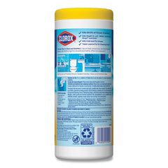 Clorox 7 in. x 8 in. 1-Ply Disinfecting Wipes - Crisp Lemon, White (35/Canister)