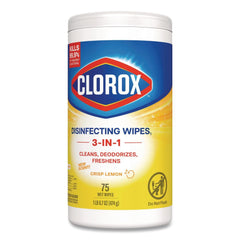 Clorox 7 in. x 7.75 in. 1-Ply Bleach Free Disinfecting Cleaning Wipes - Crisp Lemon White (6/Carton)