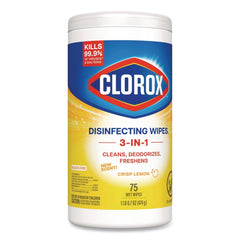 Clorox 7 in. x 7.75 in. 1-Ply Bleach Free Disinfecting Cleaning Wipes - Crisp Lemon White (6/Carton)