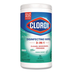 Clorox 7 in. x 8 in. 1-Ply Disinfecting Wipes - Fresh Scent, White (450/Carton)