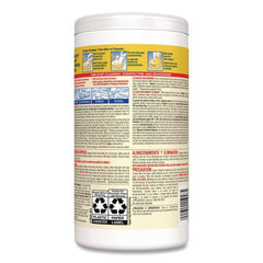 Clorox 1-Ply 7 in. x 8 in. Disinfecting Wipes - Lemon Fresh, White (75/Canister)