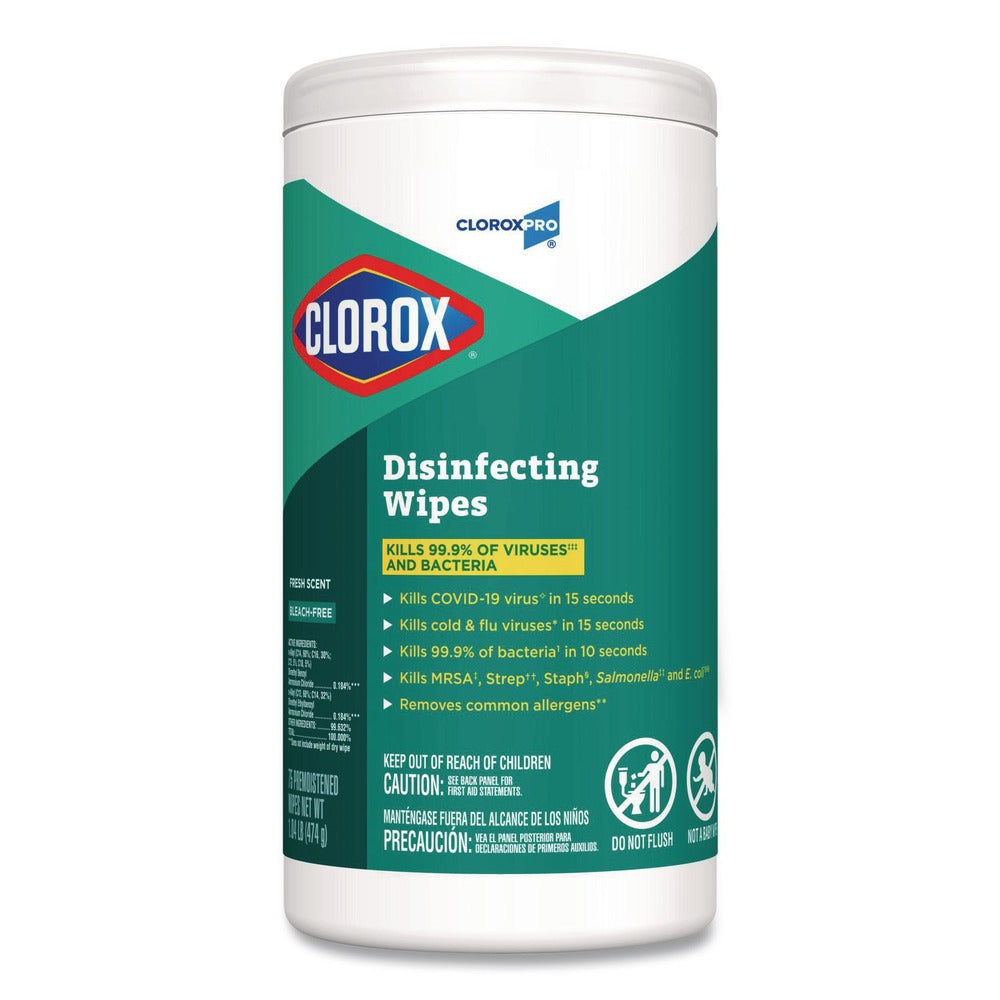 Clorox 7 in. x 8 in. 1-Ply Disinfecting Wipes - Fresh Scent, White