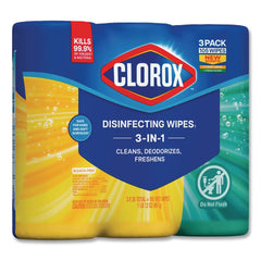 Clorox 7 in. x 8 in. 1-Ply Disinfecting Wipes - Fresh Scent/Citrus Blend (35/Canister, 3/Pack, 5 Packs/Carton)