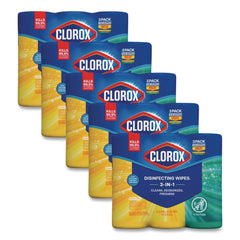 Clorox 7 in. x 8 in. 1-Ply Disinfecting Wipes - Fresh Scent/Citrus Blend (35/Canister, 3/Pack, 5 Packs/Carton)