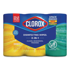 Clorox 7 in. x 8 in. 1-Ply Disinfecting Wipes - Fresh Scent/Citrus Blend, White (75/Canister, 3 Canisters/Pack)