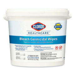 Clorox Healthcare 30358 12 in. x 12 in. 1-Ply Bleach Germicidal Wipes - Unscented, White (110/Bucket)