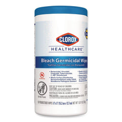 Clorox Healthcare 6 in. x 5 in. 1-Ply Bleach Germicidal Wipes - Unscented, White (150/Canister)