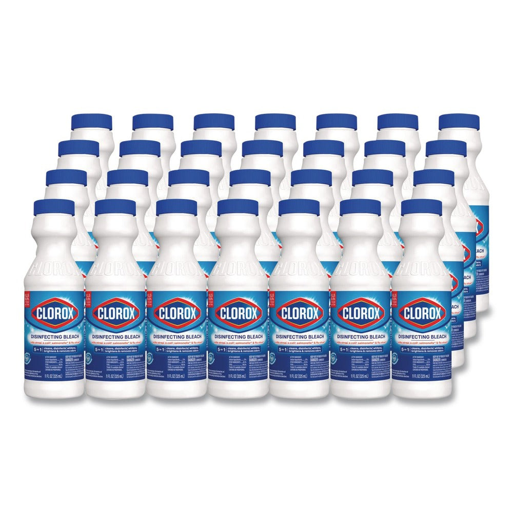 Clorox 32436 11 oz. Bottle Concentrated Regular Disinfecting Bleach - Unscented (28/Carton)