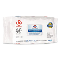 Clorox Healthcare 32621 6.75 in. x 9 in. 1-Ply Bleach Germicidal Disinfectant Wipes - Unscented/White (6/Carton)