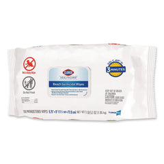 Clorox Healthcare 32621 6.75 in. x 9 in. 1-Ply Bleach Germicidal Disinfectant Wipes - Unscented/White (6/Carton)