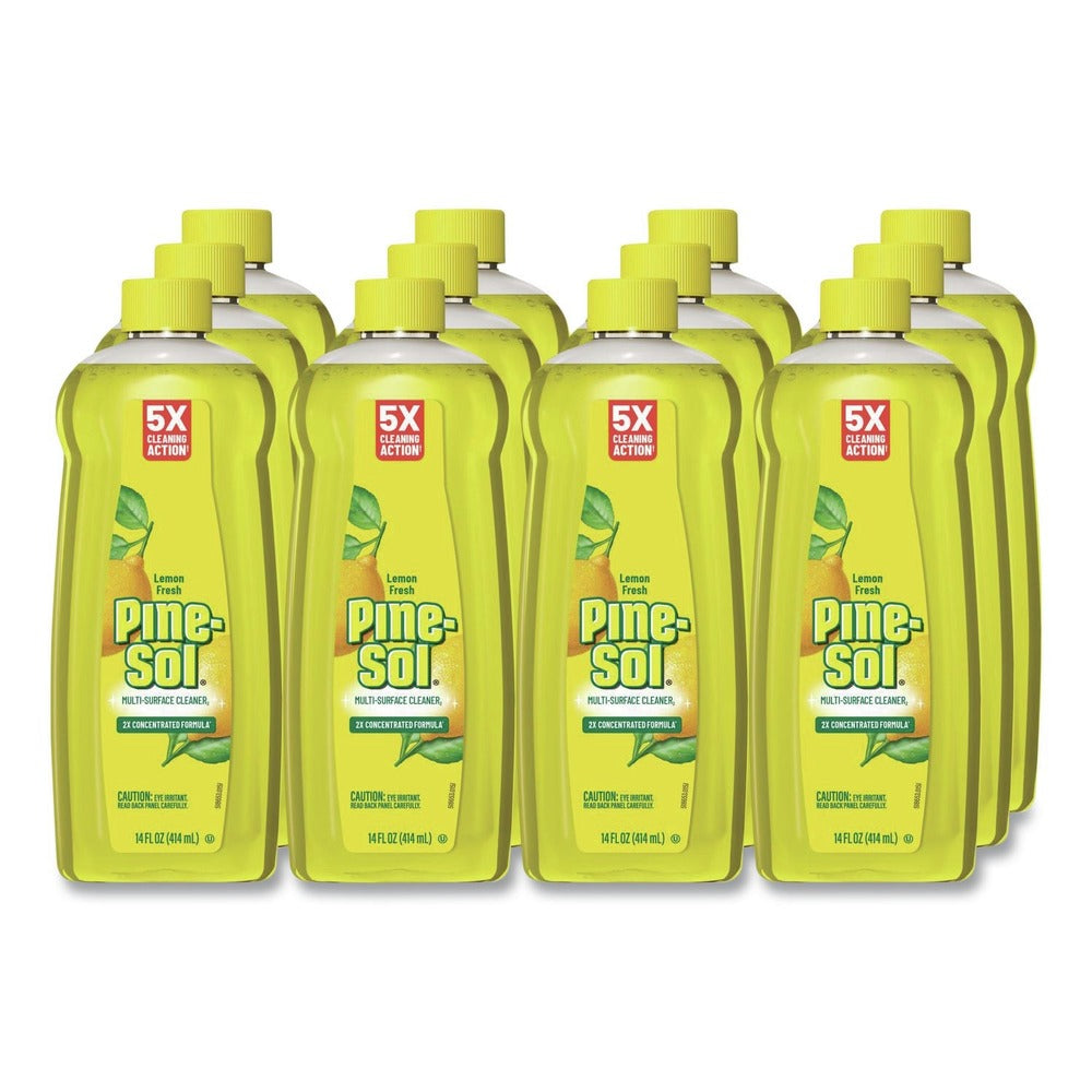 Pine-Sol 60148CT 14 oz. Bottle Concentrated Multi-Surface Cleaner - Lemon Fresh Scent (12/Carton)