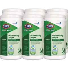 Clorox 8 in. x 7 in. 1-Ply CloroxPro EcoClean Disinfecting Wipes - Unscented, White (6/Carton)