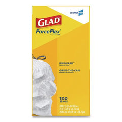 Glad 78526 Tall 13 gal. 24 in. x 27.38 in. Kitchen Drawstring Trash Bags - Gray (100 Bags/Box, 4 Boxes/Carton)