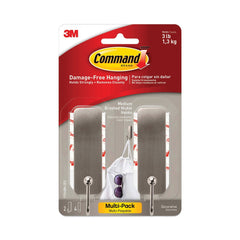 Command 3 lbs. Capacity Metal Decorative Hooks - Medium Brushed Nickel (2/Pack)