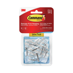 Command 0.5 lbs. Capacity Small Plastic/Metal Hooks and Strips - Clear (9/Pack)