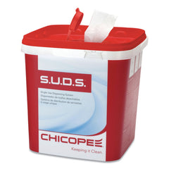 Chicopee 0727 7.5 in. x 7.5 in. x 8 in. S.U.D.S Bucket with Lid - Red/White (6/Carton)