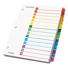 Cardinal 11 x 8.5 OneStep Printable Table of Contents and 1 to 15 Dividers - White/Assorted Tabs (15/Set)