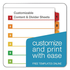 Cardinal 11 x 8.5 OneStep Printable Table of Contents and 1 to 15 Dividers - White/Assorted Tabs (15/Set)
