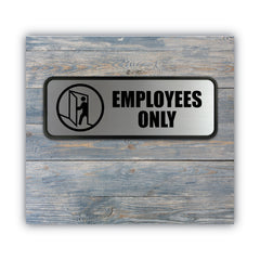 Cosco 9 in. x 3 in. Employees Only Brushed Metal Office Sign - Silver