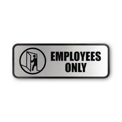 Cosco 9 in. x 3 in. Employees Only Brushed Metal Office Sign - Silver