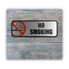Cosco 9 in. x 3 in. No Smoking Brushed Metal Office Sign - Silver