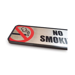 Cosco 9 in. x 3 in. No Smoking Brushed Metal Office Sign - Silver