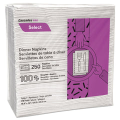 Cascades PRO 15.5 x 16 1-Ply Select Dinner Napkins - White (12/Carton)