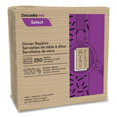 Cascades PRO 16 in. x 15.5 in. 1-Ply Select Dinner Napkins - Natural (12 Packs/Carton)