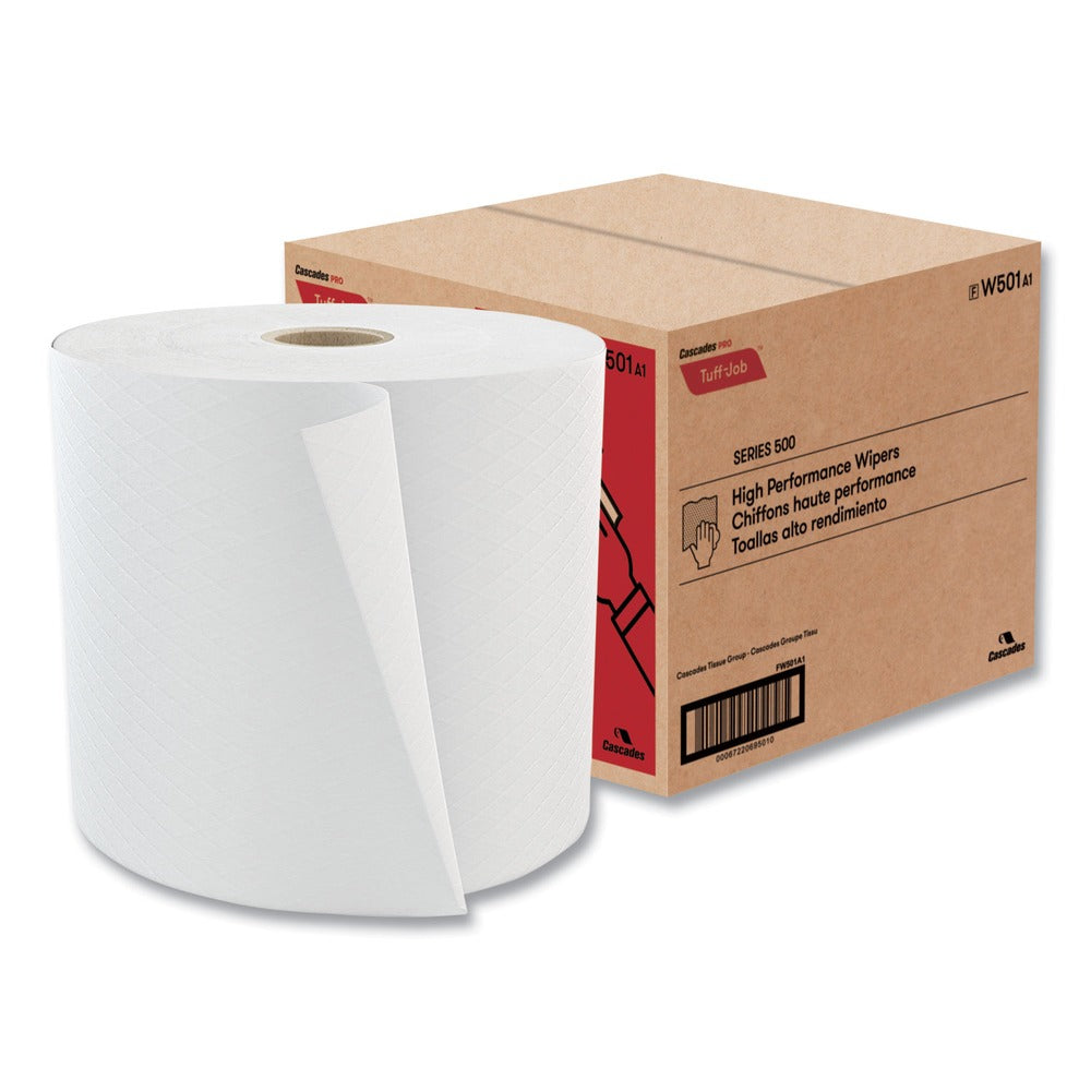 Cascades PRO 10 in. x 13 in. Tuff-Job S500 High Performance Wipers - White (1 Roll/Carton)