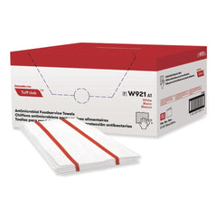 Cascades PRO W921 12 in. x 24 in. Tuff-Job S900 Antimicrobial Foodservice Towels - White/Red (150/Carton)