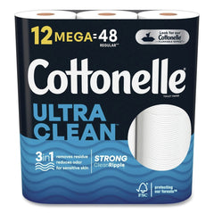 Cottonelle Ultra CleanCare 1-Ply Septic Safe Mega Rolls Strong Tissue Toilet Paper - White (48/Carton)