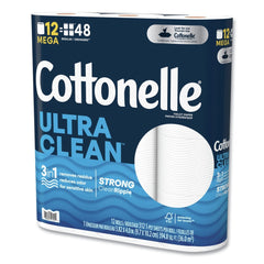 Cottonelle Ultra CleanCare 1-Ply Septic Safe Mega Rolls Strong Tissue Toilet Paper - White (48/Carton)