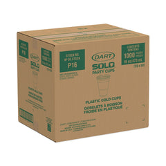 Dart P16 16 oz. Plastic Cold Drink Party Cups (20 Sleeves/Carton)