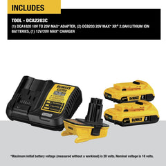 Dewalt DCA2203C 20V MAX Lithium-Ion Battery/Charger/Adapter Kit for 18V Cordless Tools (2 Ah)