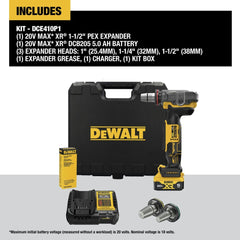 Dewalt 20V MAX XR Brushless Lithium-Ion 1-1/2 in. Cordless PEX Expander Kit (5 Ah)
