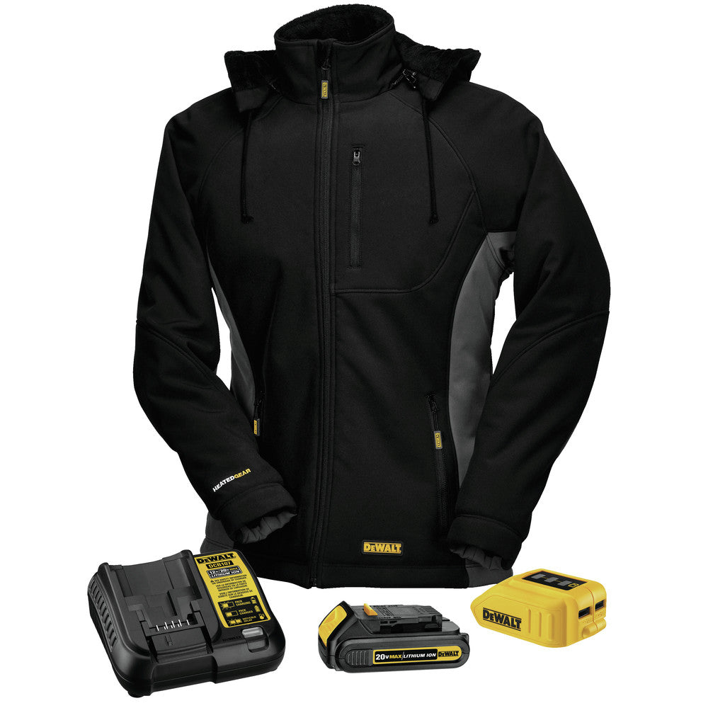 Dewalt 20V MAX Lithium-Ion Soft Shell Woman's Heated Jacket Kit - Double Extra Large, Black/Gray (1.5 Ah)