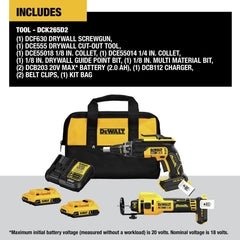 Dewalt 20V MAX XR Brushless Lithium-Ion Cordless Drywall Screwgun and Cut-Out Tool Combo Kit (2 Ah)