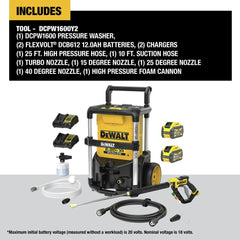 Dewalt 2X20V MAX 1600 PSI Brushless Cordless Pressure Washer Kit with FLEXVOLT (12 Ah)