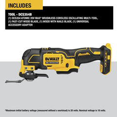 Dewalt DCS354B 20V MAX ATOMIC Brushless Oscillating Multi-Tool (Tool Only)