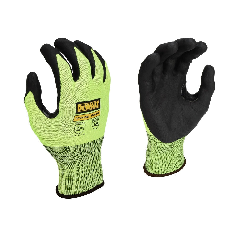 Dewalt (12/Box) Tagged High-Visibility HPPE Cut Touchscreen Gloves - Medium