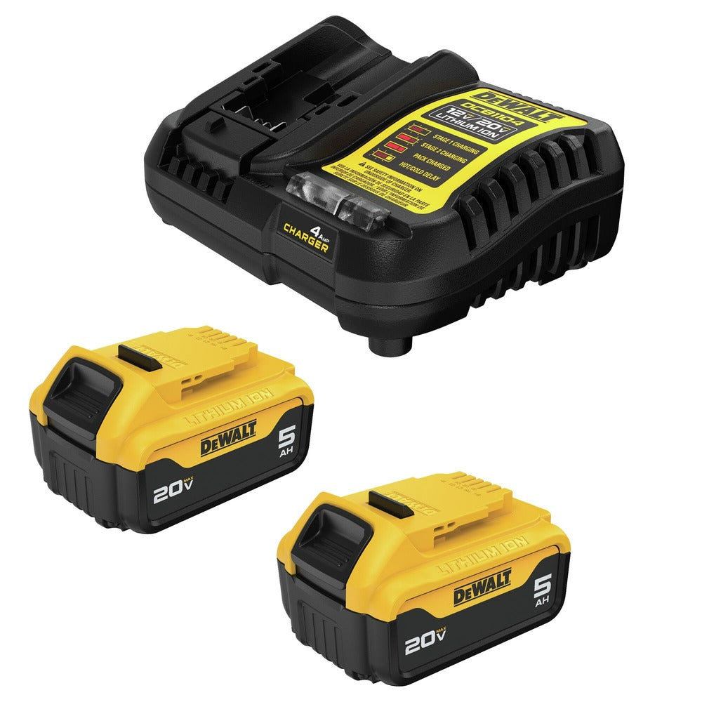 Factory Reconditioned Dewalt (2) 20V MAX 5 Ah Lithium-Ion Batteries and Charger Kit