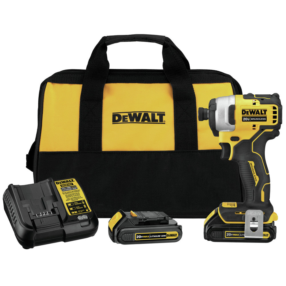 Factory Reconditioned Dewalt ATOMIC 20V MAX Brushless Lithium-Ion Compact 1/4 in. Cordless Impact Driver Kit (1.3 Ah)