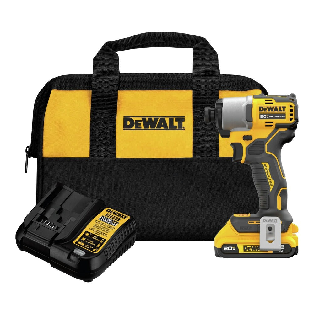 Factory Reconditioned Dewalt 20V MAX Brushless Lithium-Ion 1/4 in. Cordless Impact Driver Kit (2 Ah)