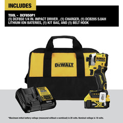 Factory Reconditioned Dewalt 20V MAX ATOMIC Lithium-Ion Brushless 3-Speed 1/4 in. Cordless Impact Driver Kit (5 Ah)